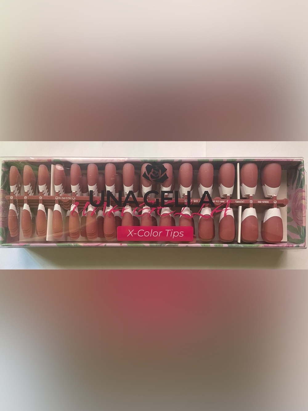 X-Color French Press-On Nails in Nude and White NIB